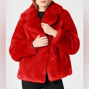 Ci Sono Red Faux Fur Jacket Button Up XL